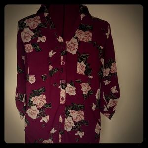 3/4 sleeve floral blouse